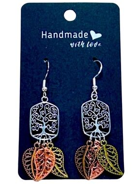 Handmade Sterling Silver Tree Pendant Earrings!